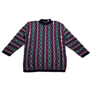 Vintage 3D Knit Coogie Style Sweater Size Large Multicolor (Brand Tag Missing)